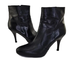 Via Spiga Boots Womens Black Leather Ankle Booties Stiletto Heels Size 11 Italy - Picture 1 of 18
