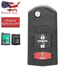 For Mazda 2 5 CX-7 CX-9 3 Button Flip Remote Key Fob Control BGBX1T478SKE12501 - Picture 1 of 7