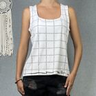 Calvin Klein Womens Tank Top Size L White Black Signature Grid Check Sleeveless