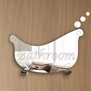 12cm BATHTUB Bathroom Door Sign with bubbles Acrylic Modern Mirror Plaque Office - Picture 1 of 1