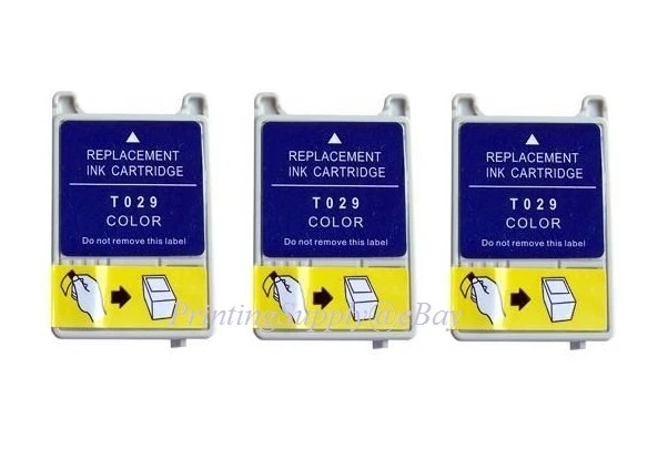 3 Pack Tri-Color Ink Cartridge For Epson T029 T029201 Epson Stylus C60 With Chip - Image 1 of 1