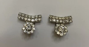 Vintage Rhinestone Clip-On Shoe Clips 80s 90s Statement Wedding Formal Evening - Picture 1 of 5