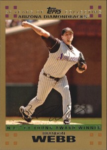 2007 Topps Gold Arizona Diamondbacks Baseball Card #319 Brandon Webb CY/2007