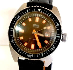 Soviet Men's Watch Slava Amphibian Rare Mechanical Wristwatch 21 Jewels Serviced - Picture 1 of 11