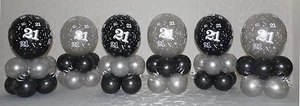 21° FESTA DI COMPLEANNO - NERO E ARGENTO - DISPLAY PALLONCINO - CENTROTAVOLA - Foto 1 di 2