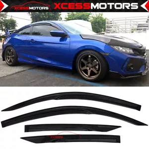 Fits 16-20 Honda Civic Coupe Tape-On Mugen Style 4PCS Window Visors Rain Guard - Foto 1 di 6