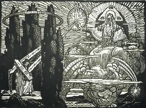 AUGUSTIN KOLB - "Jehovah" - Holzschnitt um 1940 - Picture 1 of 2