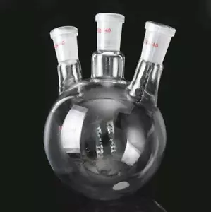 1000ml 3-Neck 24/40 Round Bottom Glass Flask 3 Neck Laboratory Boiling Vessel - Picture 1 of 5