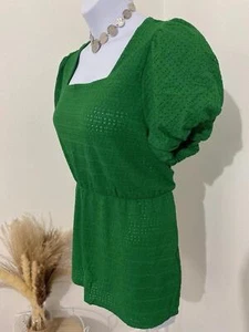 Green Square Neck Baby Doll Top - XL-New (0499) - Picture 1 of 10