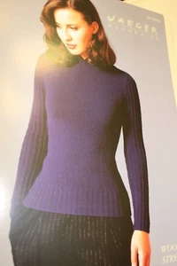 Jaeger Knitting Pattern JH0013 Wool Stretch Sweater with Ribbed Sleeves 30-36 - Picture 1 of 1