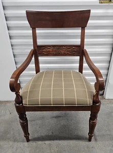 Ethan Allen British Classics Carved Arm Chair, Item #29-6401A in #260 Cinnabar A - Picture 1 of 18