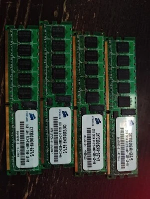 Four Corsair 1GB DDR2 Registered ECC PC2-5300 667Mhz Memory CM73DD1024R-667  - Image 1 of 2