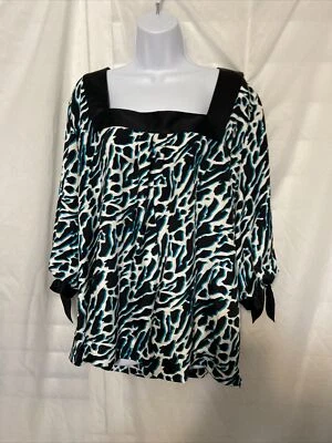 Blusa Classiques Entier para mujer manga 3/4 talla 3X negra verde azulado blanco cuello cuadrado Foto 1 de 4