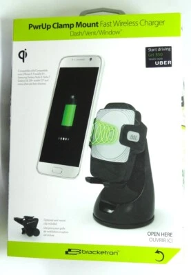 Cargador Qi inalámbrico rápido montaje abrazadera Bracketron PwrUp en tablero/ventilación del automóvil Foto 1 de 2