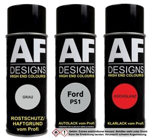 Spraydose Set für Ford PS1 Pure Silver Metallic Autolack Klarlack Grundierung