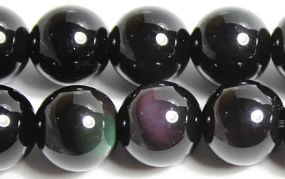 lot de 21 perles Obsidienne céleste (arc en ciel) en pierre Naturelle, Diam. 8mm - Photo 1/2