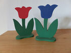 2er Set Tulpen aus Holz Handausgesgt