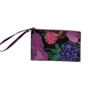 Trina Turk Designer Wristlet Clutch Purse Flora Purple Pink & Blue Pop Of Color - Picture 1 of 5