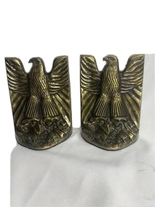 2 VTG 7” EAGLES CAST METAL BRONZE LOOK BOOK BOOKENDS LIBRARY - Picture 1 of 5