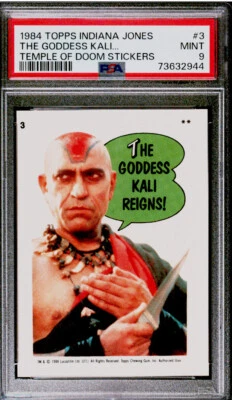 1984 Topps Indiana Jones Temple of Doom Sticker #3 Kali Reigns! PSA 9 POP 3 - Image 1 of 3