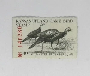 1970 Kansas Upland Migratory Game Pheasant Duck Hunting License Stamp - Picture 1 of 1