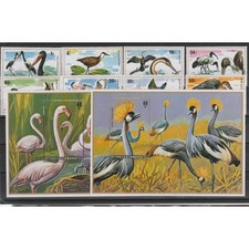 RUANDA - RWANDAISE 1975 FAUNA UCCELLI 8 VAL + BF MNH MF54083