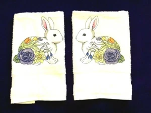 Easter Bunny Spring Design Hand Towel Woodland Rabbit Spring Design Set of 2 - Picture 1 of 3