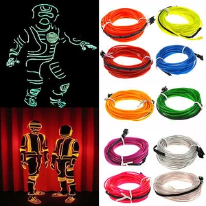 1M To 5M LED Light El Wire Glow String Strip Rope Party +3V/12V/USB Controller - Picture 1 of 21