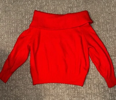 Suéter H&M Para Mujer Hombro Descubierto XS Rojo Naranja Coral Foto 1 de 3