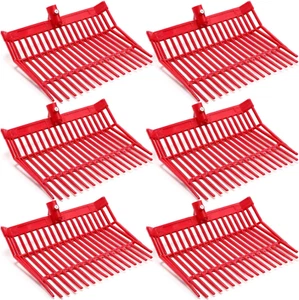 6 Pcs Red Manure Fork Heads, 18 Tines with Screws & Nuts for Hay/Grass - Bild 1 von 12