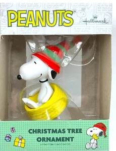 Adorno de Navidad Hallmark Peanuts 2022 - Trineo de picahuetes en cuenco de comida amarillo - Imagen 1 de 5