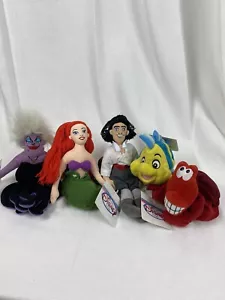 NWT Disney Store The Little Mermaid's Ariel Plush Bean Bag set of 5 Eric Ursula - Picture 1 of 10