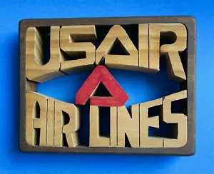 Accesorio de escritorio/placa de pared de USAir Airlines - madera tallada - Imagen 1 de 4