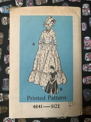 *VTG* Mail Order Anne Adams pattern #4641 Sz 20 primitive dress, bonnet, UC/FF - Image 1 of 3