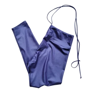Shiny Lycra Spandex Leggings Women's UK Size L Purple Satin Stretch Wet Look - Picture 1 of 10