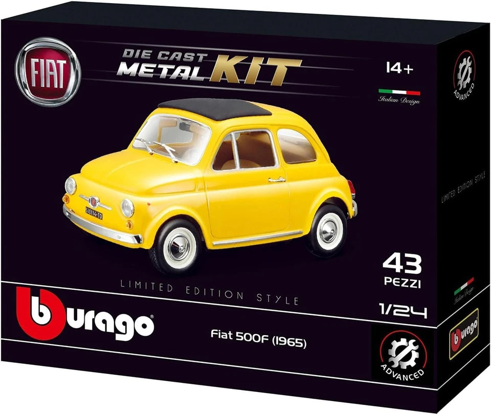 Modello Auto FIAT 500 1965 GIALLA 500F KIT DI MONTAGGIO 1/24 Bburago 25127