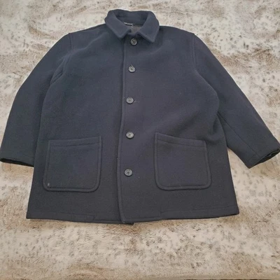 Abrigo Brooks Brothers Negro Mezcla Lana Peso Pesado Hecho en Inglaterra XL Foto 1 de 4