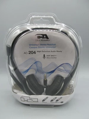 Cyber Acoustics AC-204 Stereo Headset w/Noise Cancelling & Mic High Definition - Image 1 of 4