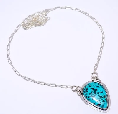 Ожерелье из стерлингового серебра 925 пробы с азуритом и бисби-шахтами регулируемое 16–24 дюйма N22 - Изображение 1 из 4