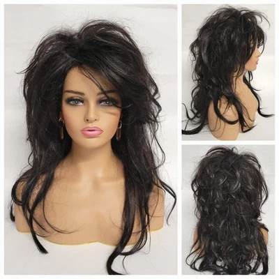 💕 ROCK STAR!! LONG BOB TEXTURED WIG BANG MESSY BLACK COSPLAY SYNTHETIC UNISEX  - Image 1 of 4