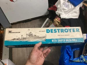 Antique 1945 Monogram U.S. Navy Destroyer 610 U.S.S. Model Kit Partially Built - Picture 1 of 4
