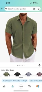 Coofandy Linen Collard Shirt For Mens 2XL - Picture 1 of 3