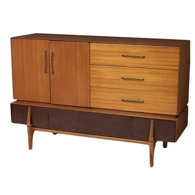 Raro buffet/credenza 4066 de caoba de mediados de siglo de John Keal para Brown Saltman Foto 1 de 4