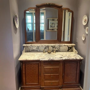 Antique Louis XVI Custom Vanity w/Sink and faucet  - Picture 1 of 24