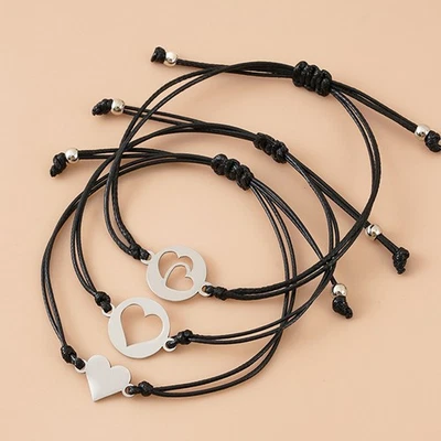  1 Set mutter kinder armband herz passender armreif geflochtene gewebe string - Bild 1 von 4