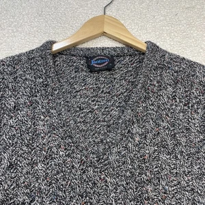 Jantzen schwarz Zopfmuster Pullover Weste V-Ausschnitt Vintage Opa 80er Herren Gr. XL - Bild 1 von 7