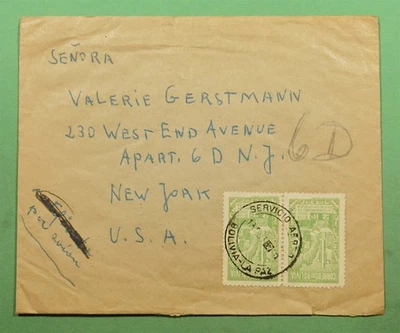 DR WHO BOLIVIA PAIR AIRMAIL LA PAZ TO USA w17032 - Image 1 of 2