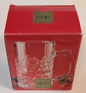 Mikasa Winter Season Tall Embossed Glass Mug, WY700/215, Complete In Box - Picture 1 of 11