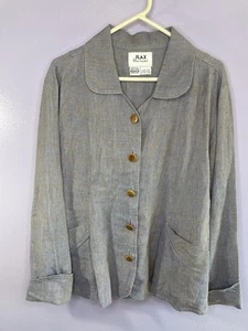 Lino By Jeanne Engelhart 100% lino set due pezzi giacca gonna grigio donna taglia M - Foto 1 di 12