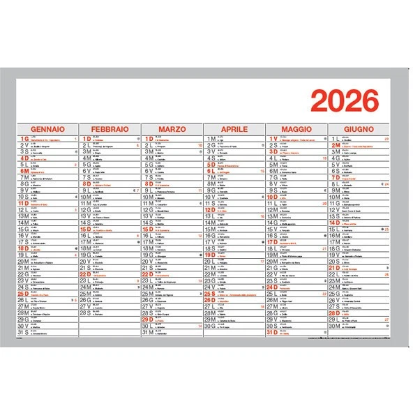 Tabella Semestrale 2026 cm. 48x33 - Immagine 1 di 1